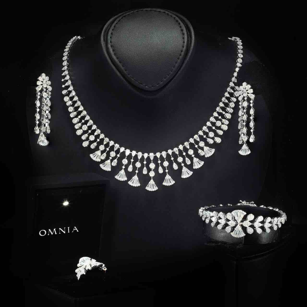 Omnia Rimal White Bridal Full Set in 925 Silver with High Quality Simulated Diamonds - OMNIASTORES UAE