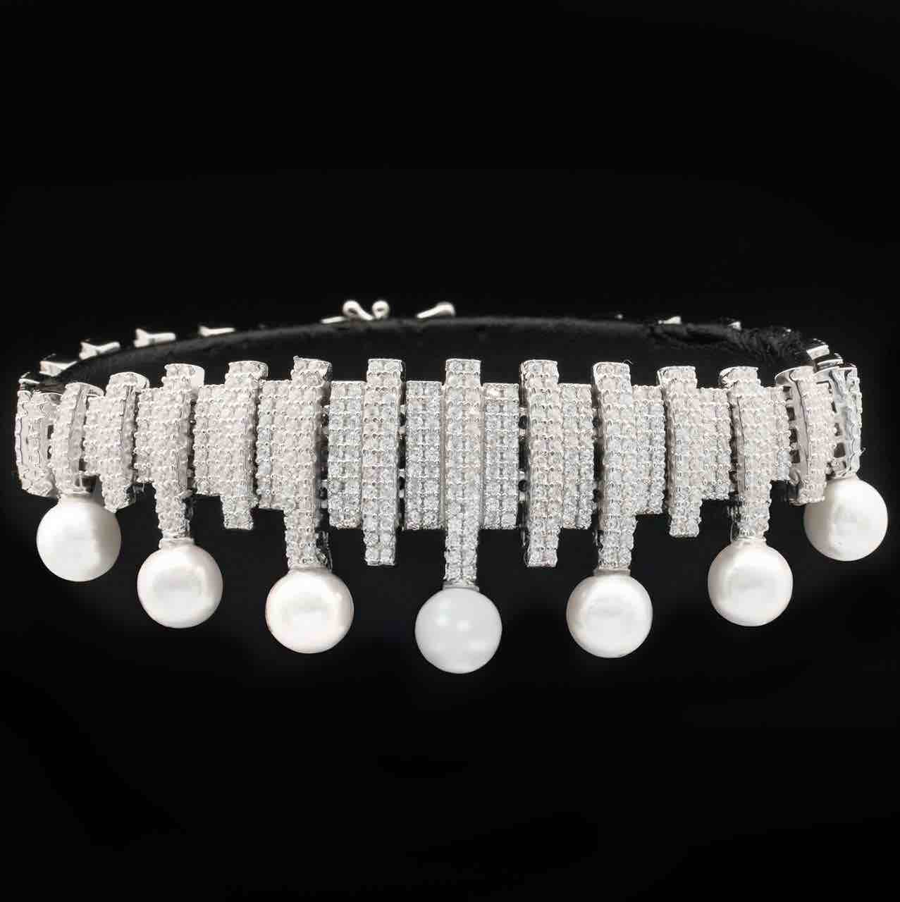 Omnia Ashley Pearl White Bridal Full Set in 925 Silver with High Quality Simulated Diamonds - OMNIASTORES UAE