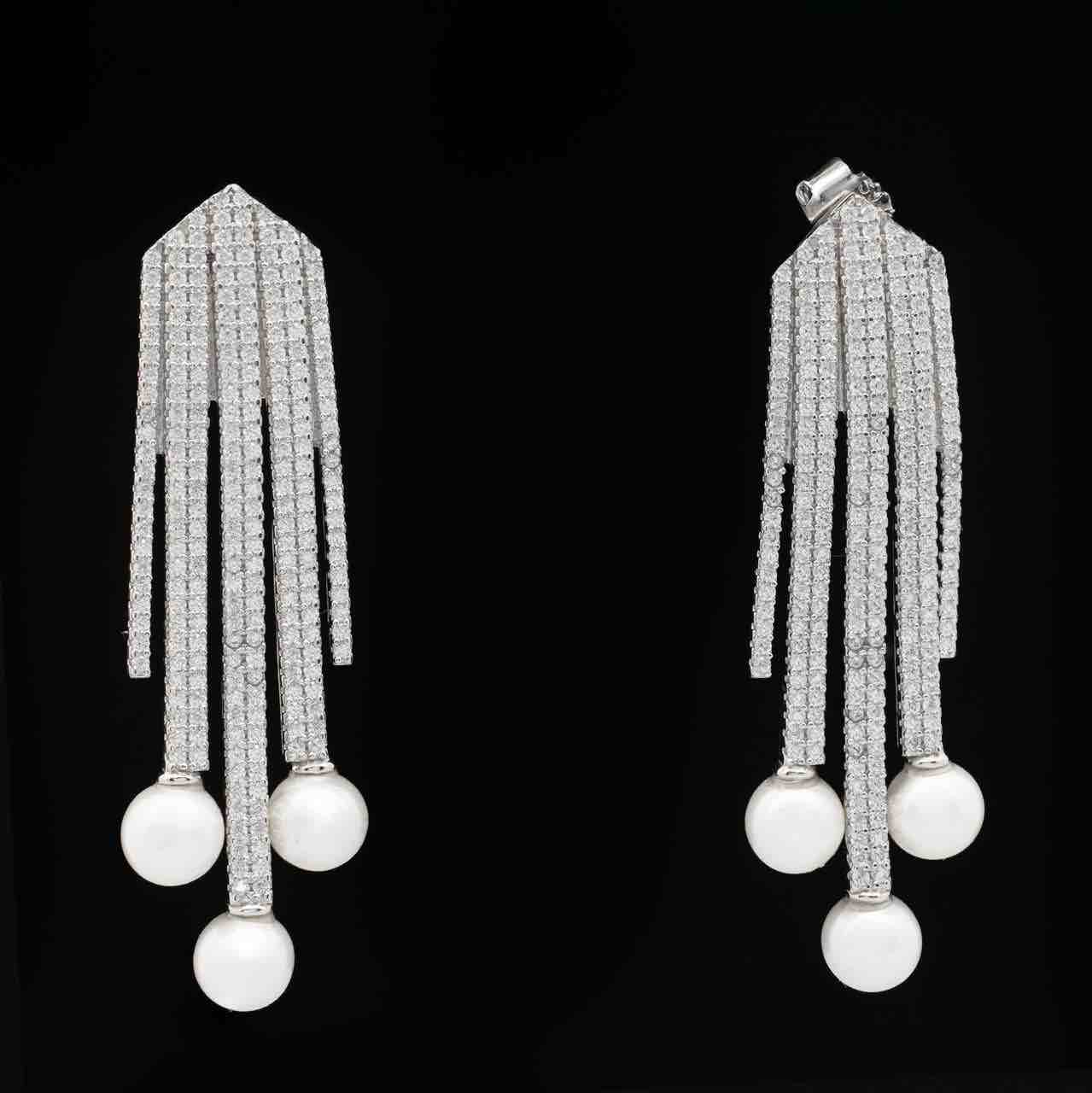 Omnia Ashley Pearl White Bridal Full Set in 925 Silver with High Quality Simulated Diamonds - OMNIASTORES UAE