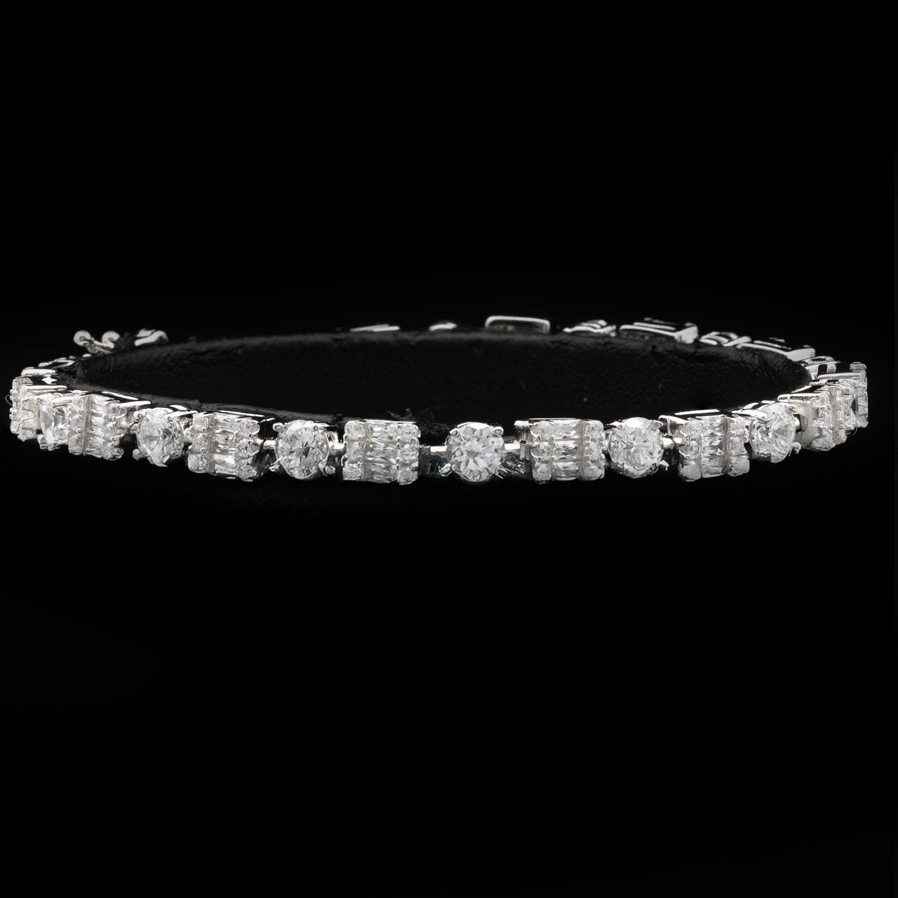 Omnia Zeena White Bracelet in 925 Silver with High Quality Simulated Diamonds - OMNIASTORES UAE