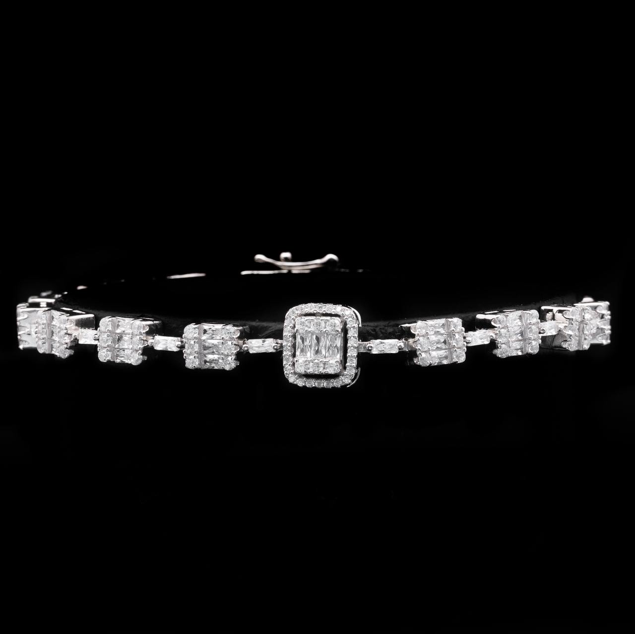 Omnia Najla White Bracelet in 925 Silver with High Quality Simulated Diamonds - OMNIASTORES UAE