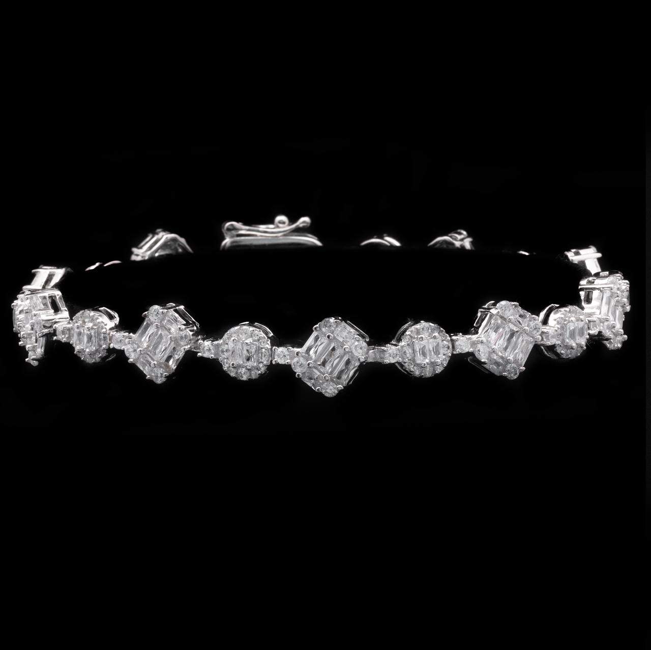 Omnia Nisba White Bracelet in 925 Silver with High Quality Simulated Diamonds - OMNIASTORES UAE