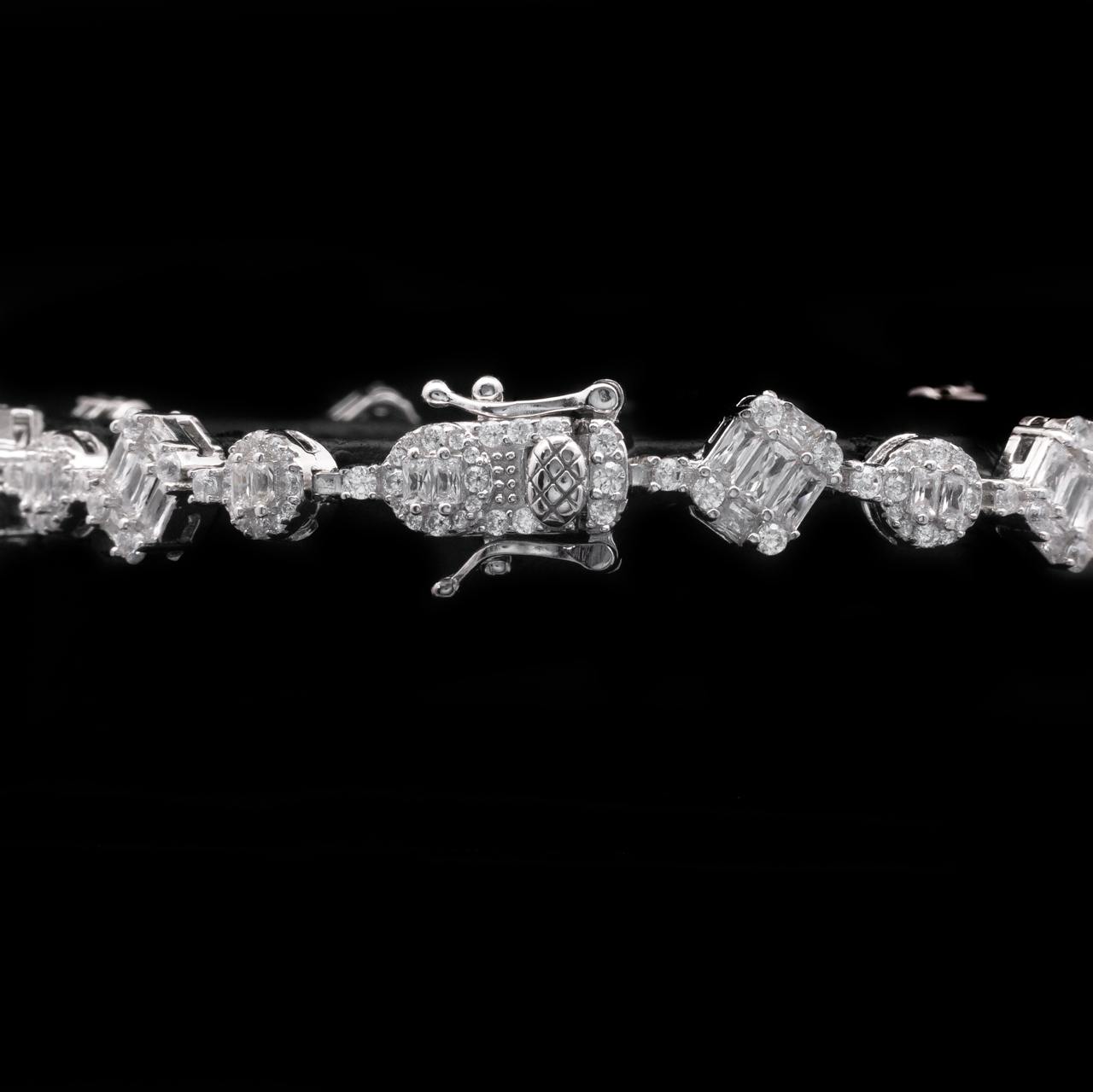 Omnia Nisba White Bracelet in 925 Silver with High Quality Simulated Diamonds - OMNIASTORES UAE