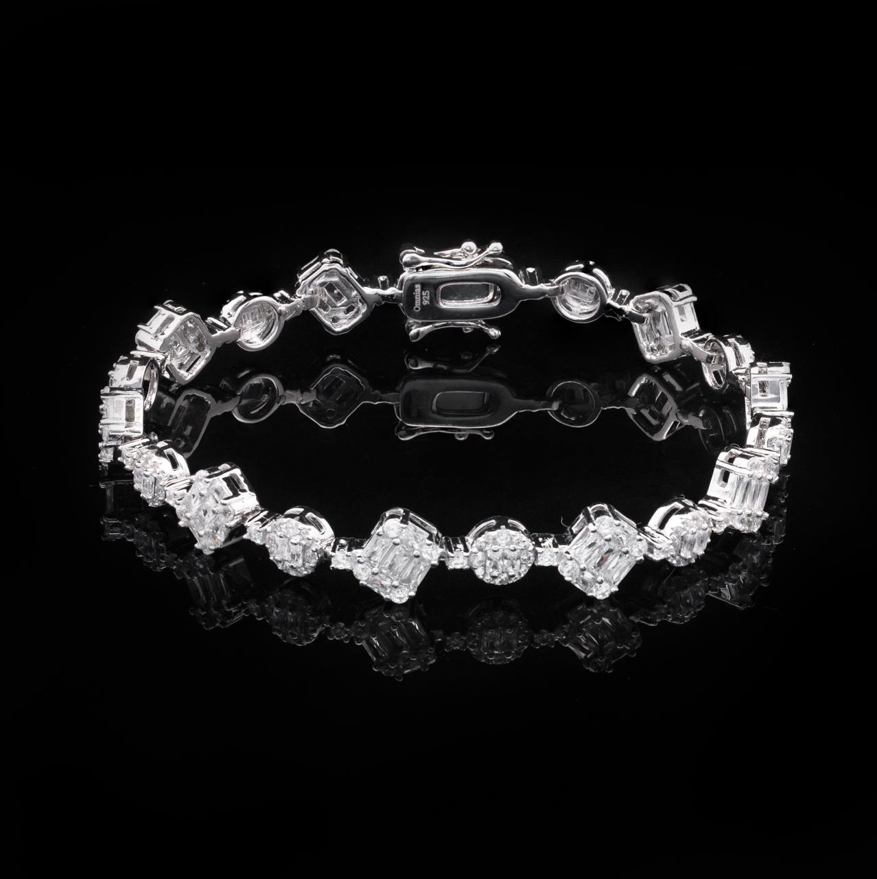 Omnia Nisba White Bracelet in 925 Silver with High Quality Simulated Diamonds - OMNIASTORES UAE