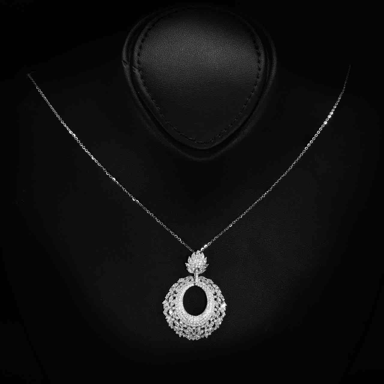 Omnia Samirah White Necklace, Earrings and Ring Set in 925 Silver with High Quality Simulated Diamonds - OMNIASTORES UAE