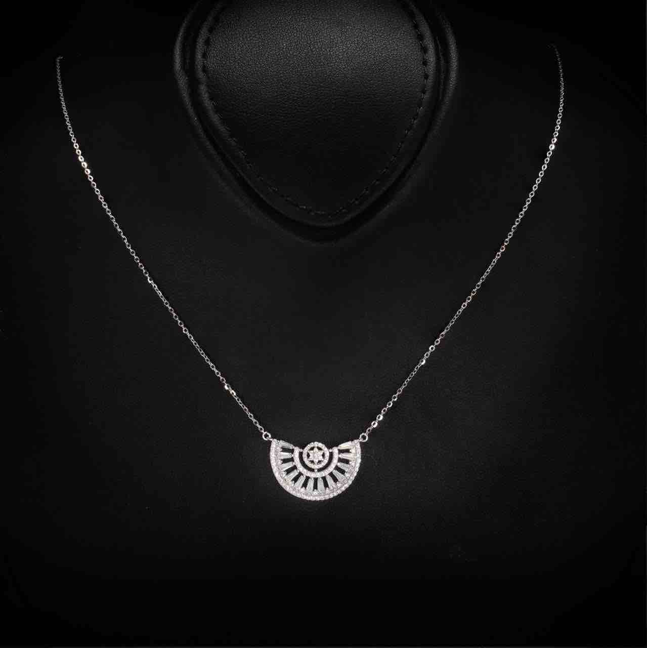 Omnia Mahrukh White Necklace, Earrings and Ring Set in 925 Silver with High Quality Simulated Diamonds - OMNIASTORES UAE