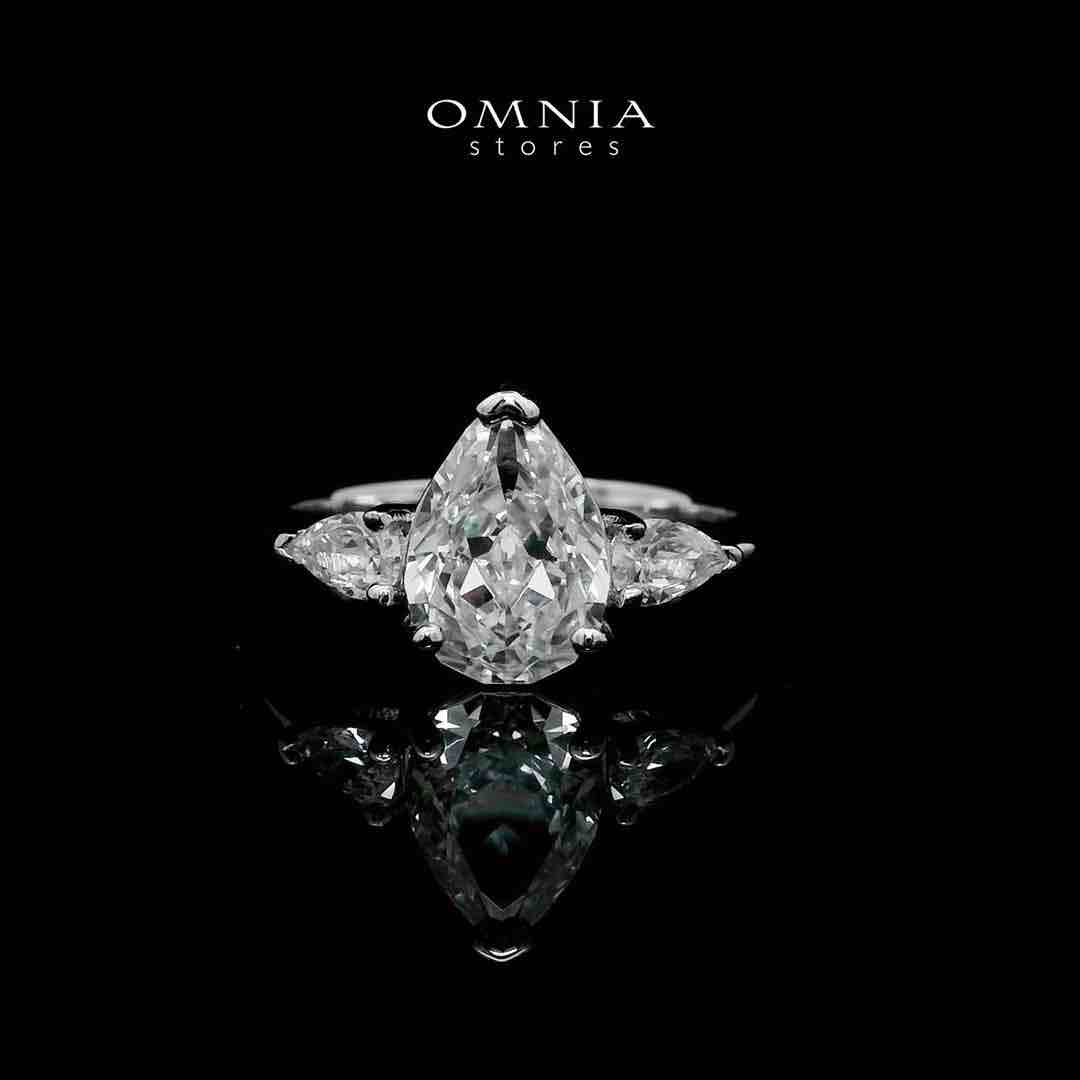 Omnia Azeen White Necklace, Bracelet and RIng Set in 925 Silver High Quality Simulated diamonds