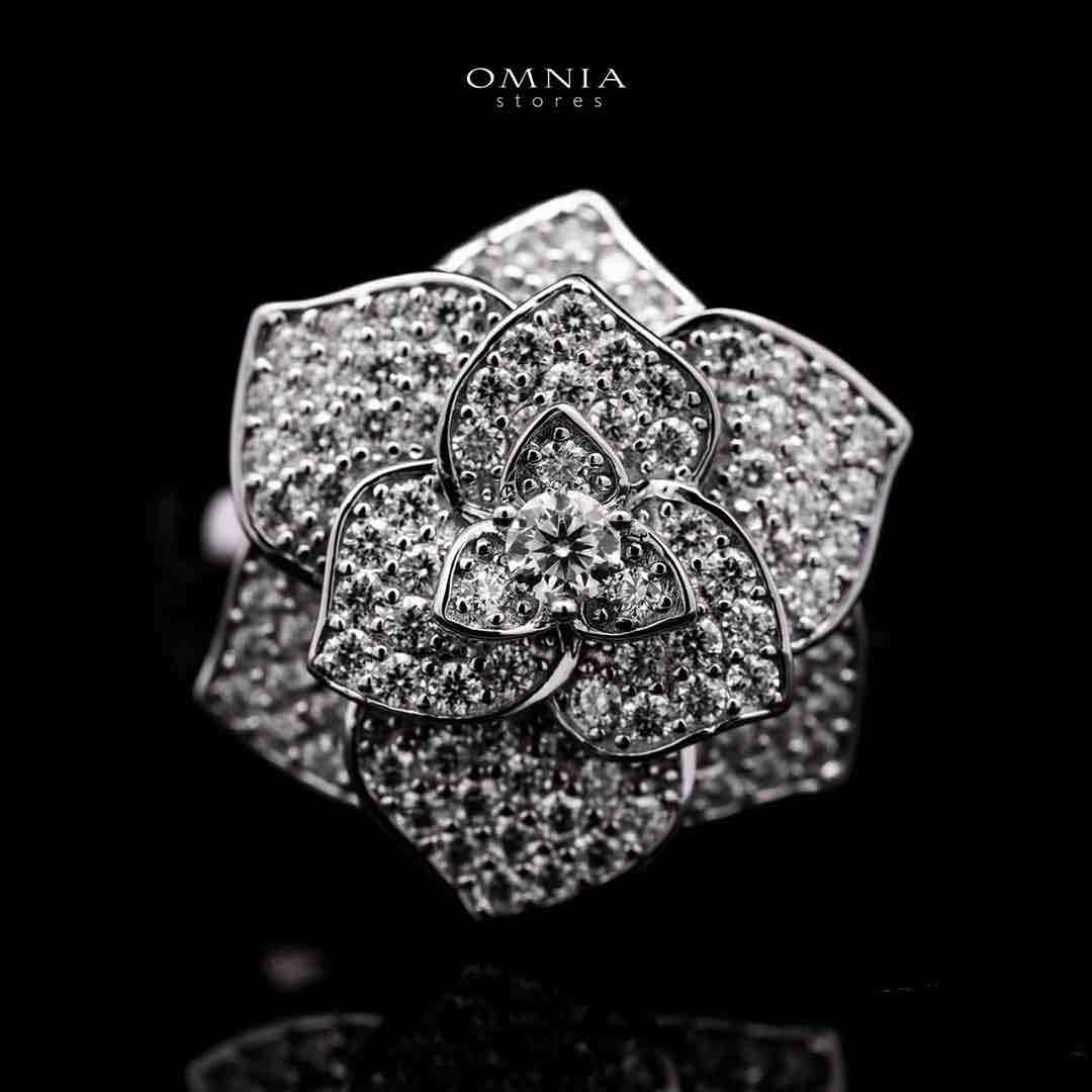Solara Flower Design White Moissanite Stone Ring With GRA Certified High Quality in 925 Silver - OMNIASTORES UAE