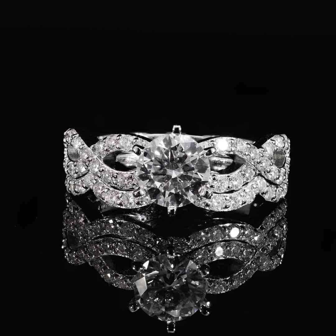 Zephira White Moissanite Stone Ring With GRA Certified High Quality in 925 Silver 6.5mm 1ct - OMNIASTORES UAE