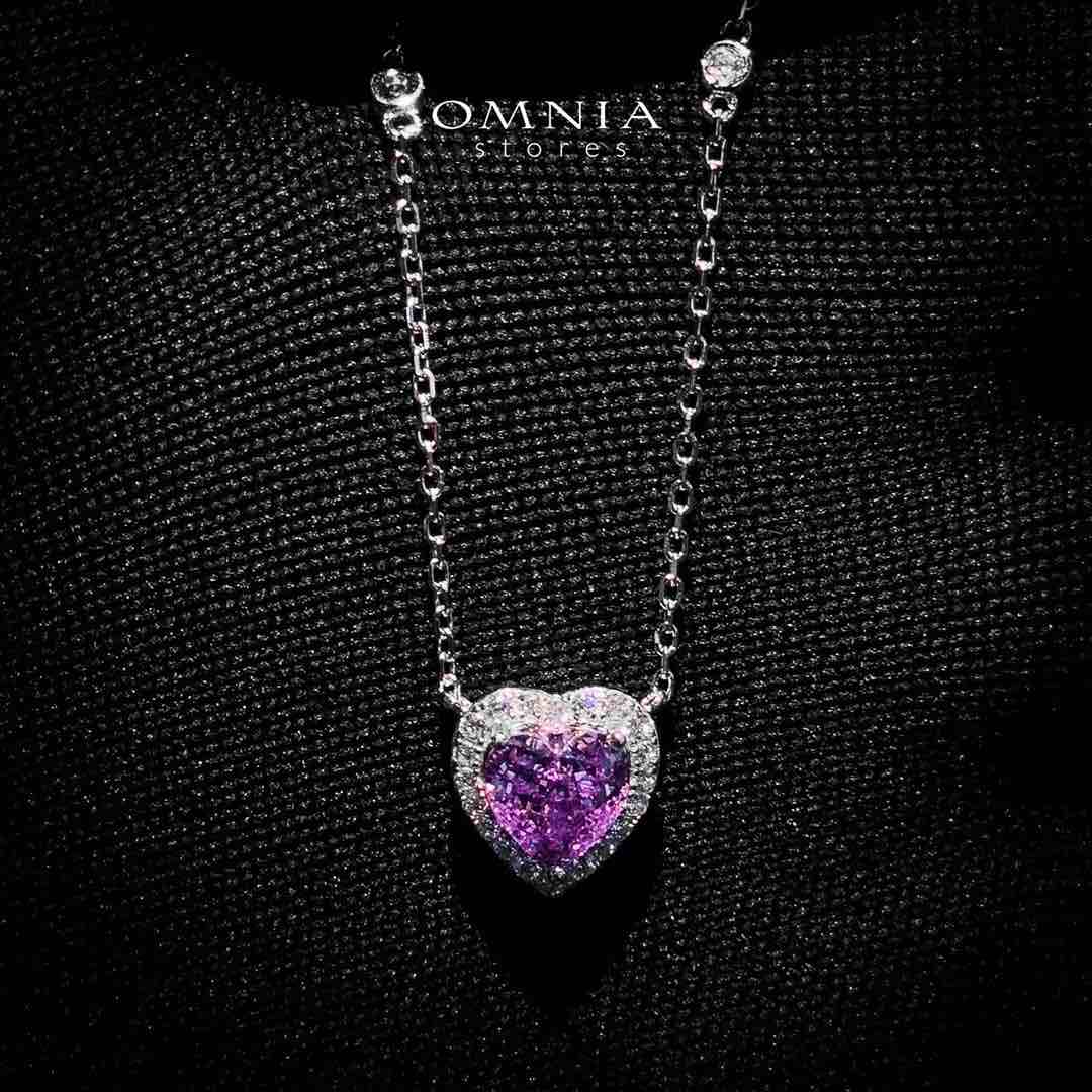 Samiha Purple Heart Necklace In 925 Silver High Quality Simulated Diamonds - OMNIASTORES UAE