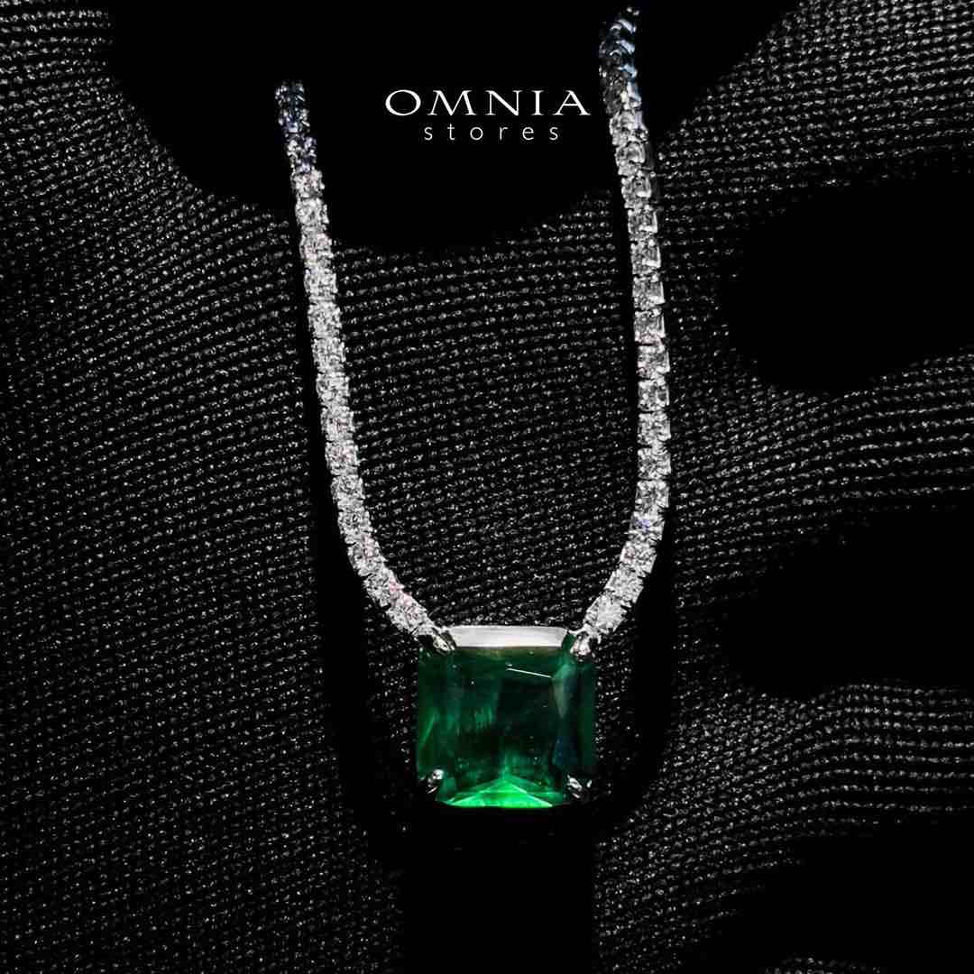 Omnia Bettina Green Necklace 925 Silver in High Quality Simulated Diamonds - OMNIASTORES UAE