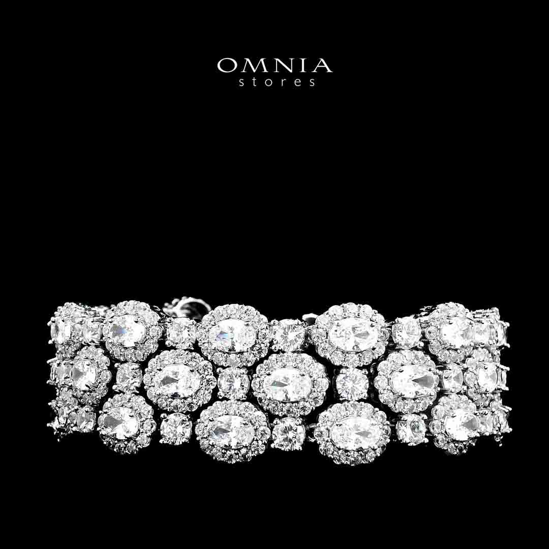 Omnia Viviana White Bracelet Set in High Quality Zircon Stone in Tarnish Resistant Plating