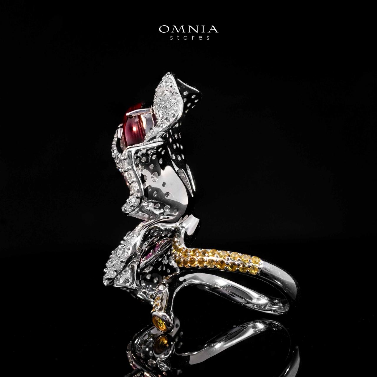 Omnia Lily Flower Ring With Pink And Red Stones with High Quality Simulated Diamonds - OMNIASTORES UAE