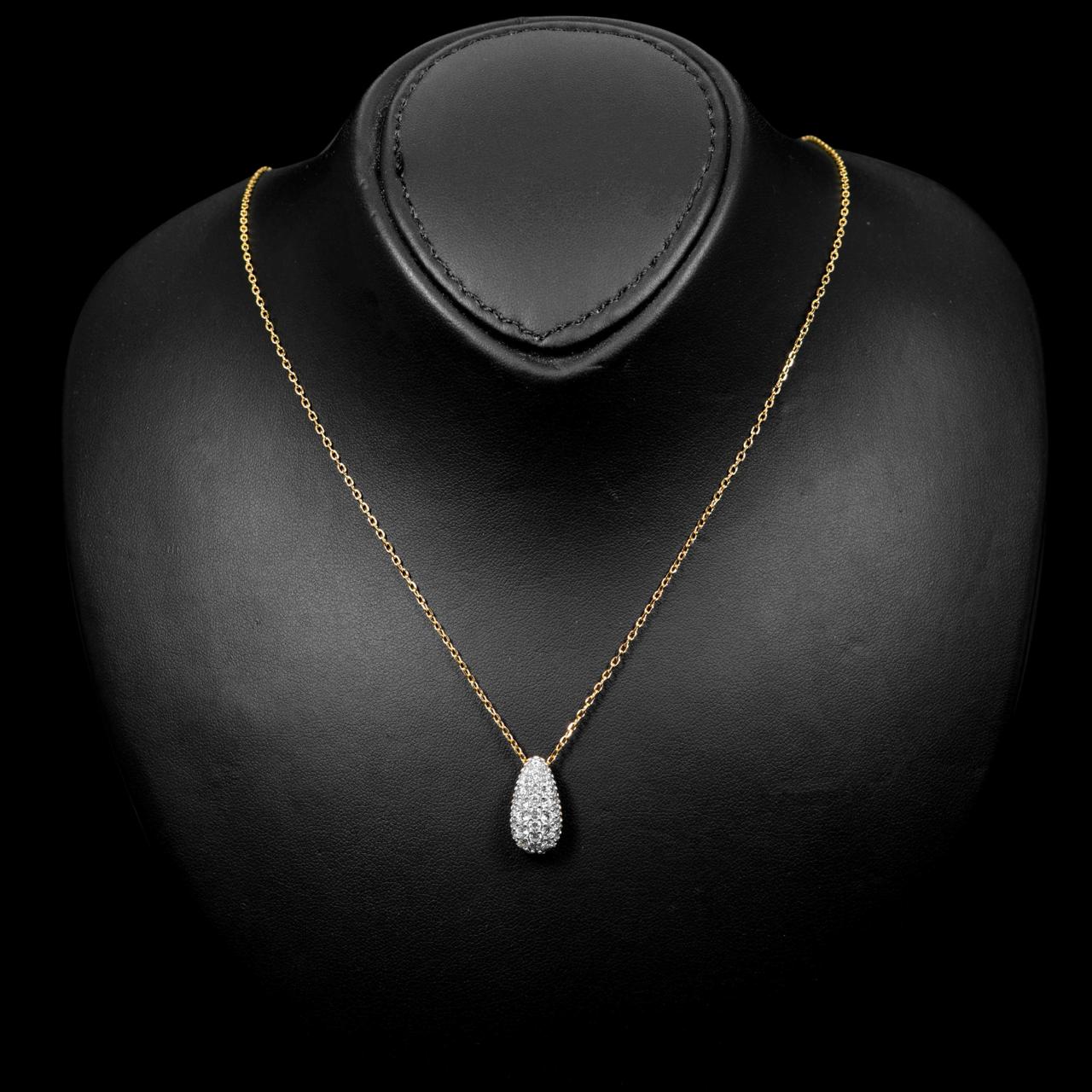 Omnia Taheera Golden Pendant Necklace & Ring Set in 925 Silver With High-Quality White Simulated Diamonds