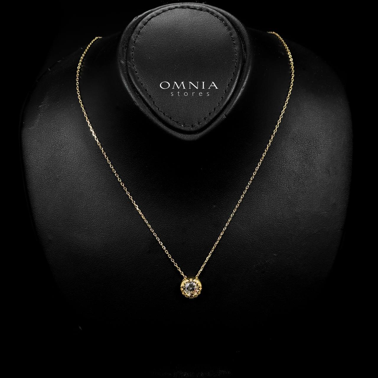Omnia Ismah Gold Necklace & Earrings Set In 925 Silver High Quality Simulated diamonds