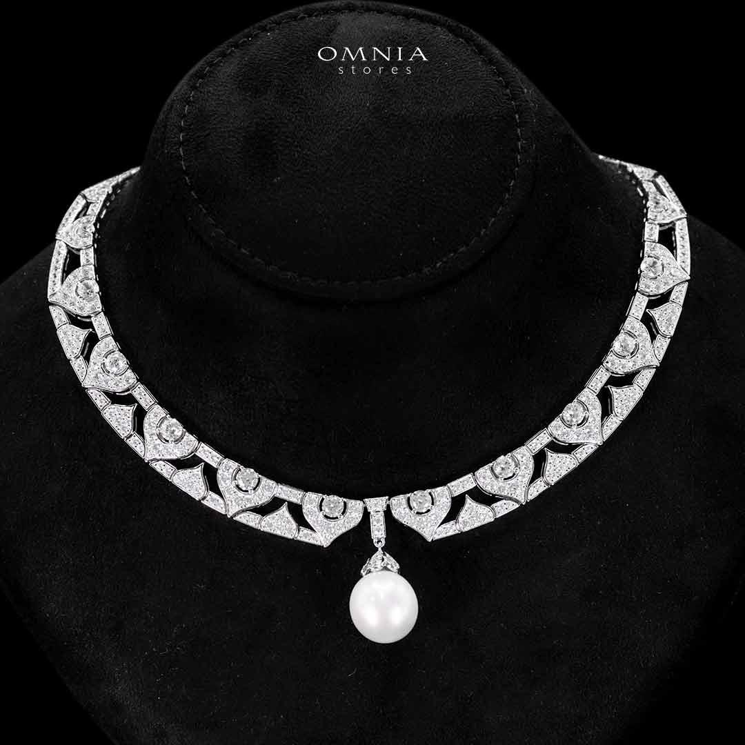 Omina Nouriya White Real Fresh Pear Necklace & Earrings in 925 Silver with High Quality Simulated Diamond Stones