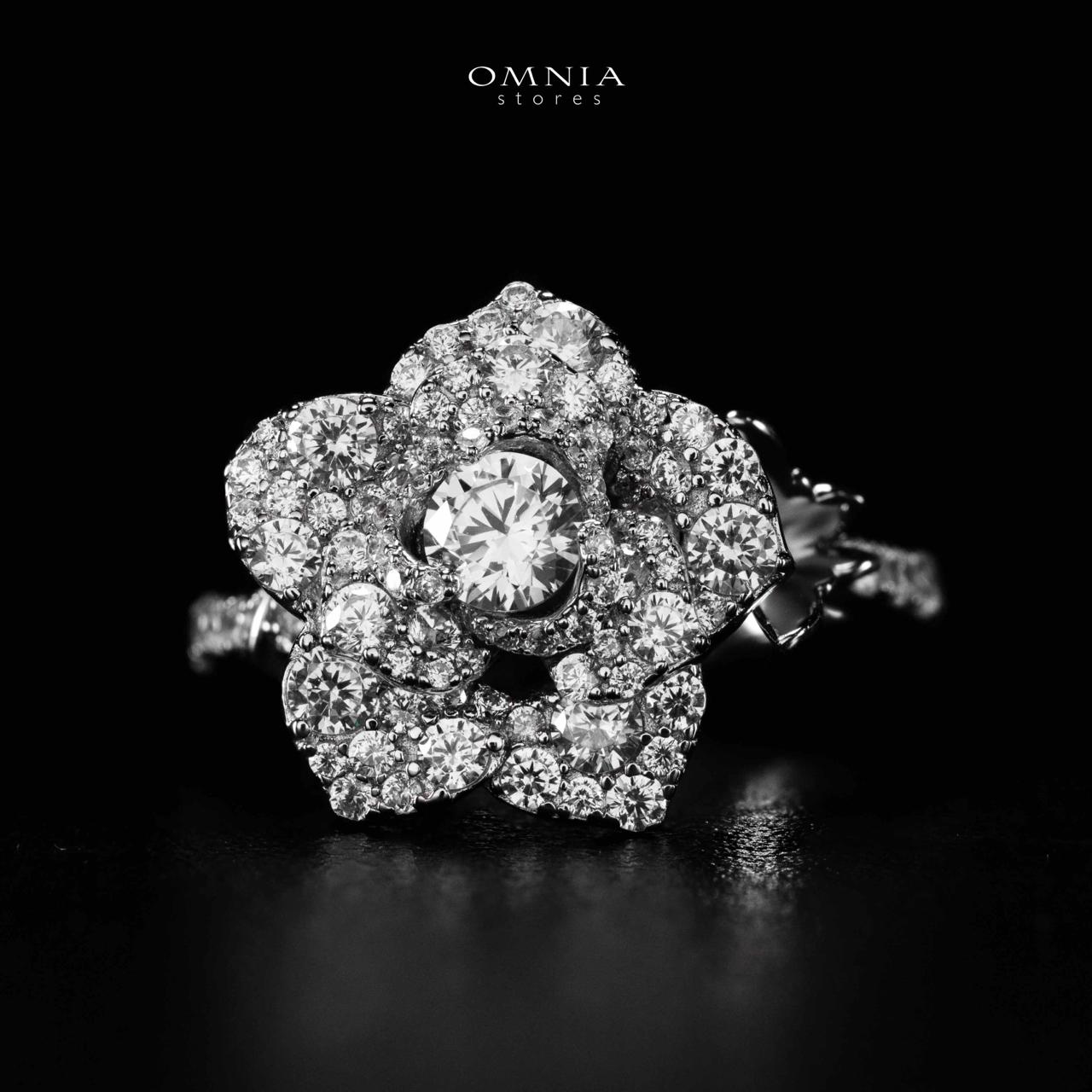 Omnia Haniya White Rose Ring In 925 Silver High Quality Certified Lab Crafted Stones