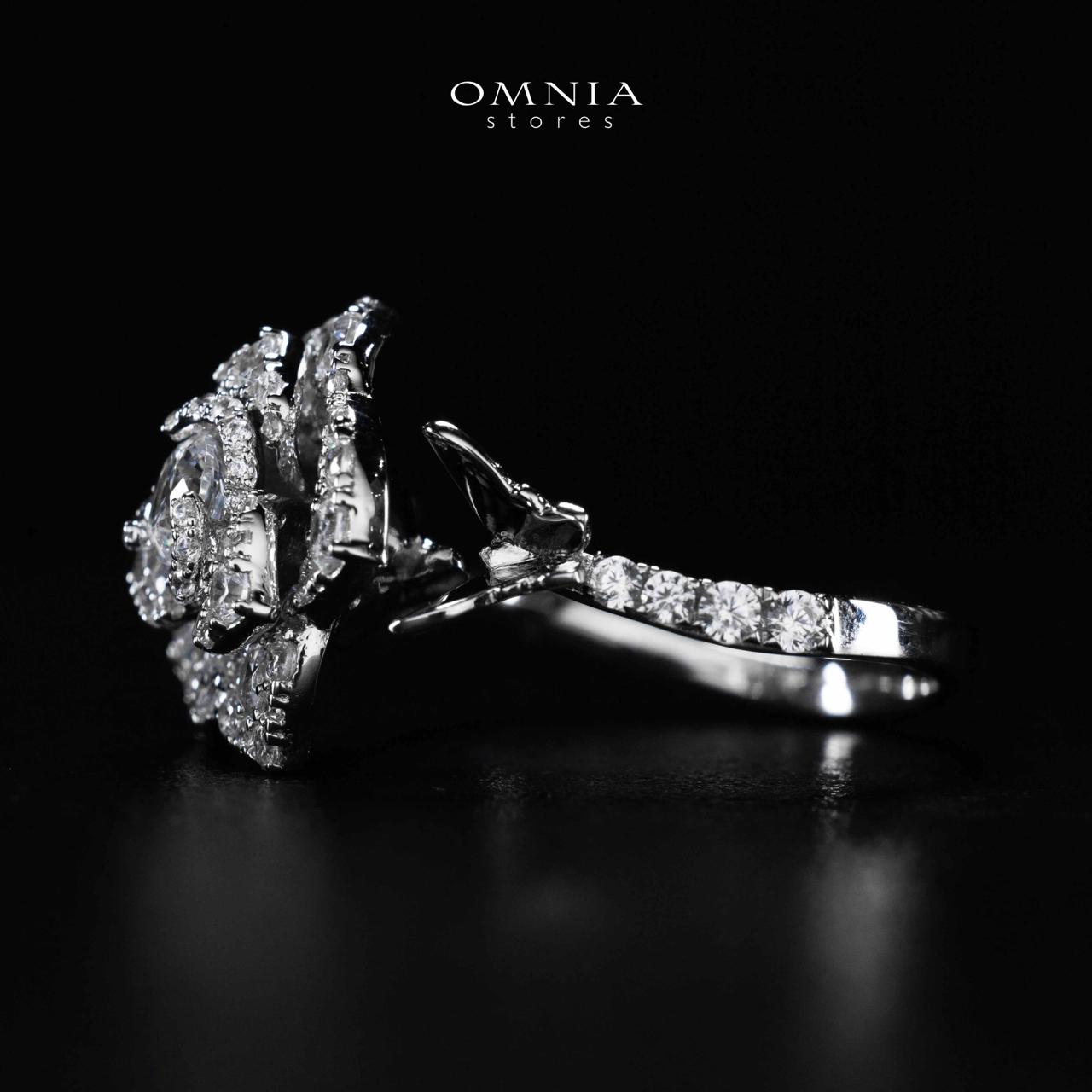 Omnia Haniya White Rose Ring In 925 Silver High Quality Certified Lab Crafted Stones