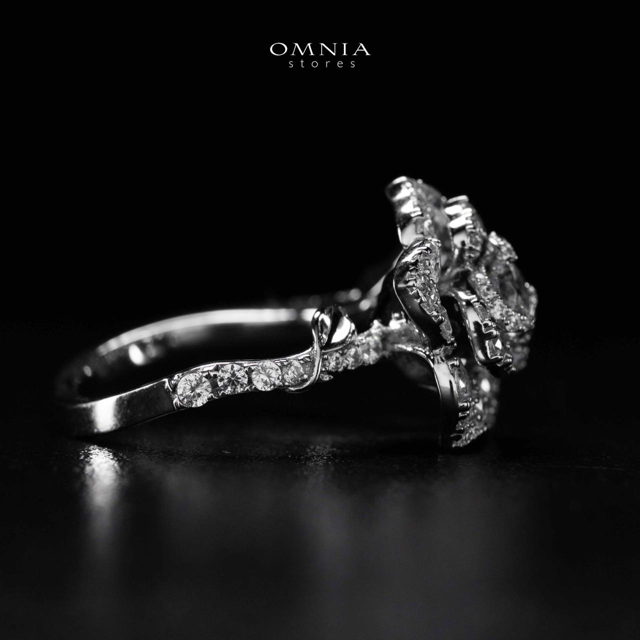 Omnia Haniya White Rose Ring In 925 Silver High Quality Certified Lab Crafted Stones