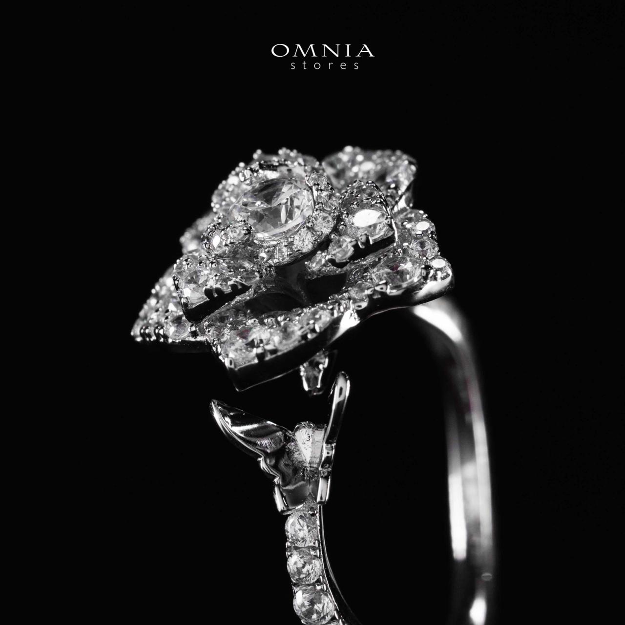 Omnia Haniya White Rose Ring In 925 Silver High Quality Certified Lab Crafted Stones