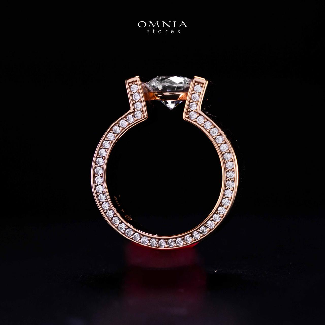 Omnia Aroob Rose Gold Silver Ring In 925 Silver High Quality Certified Lab Crafted Stones
