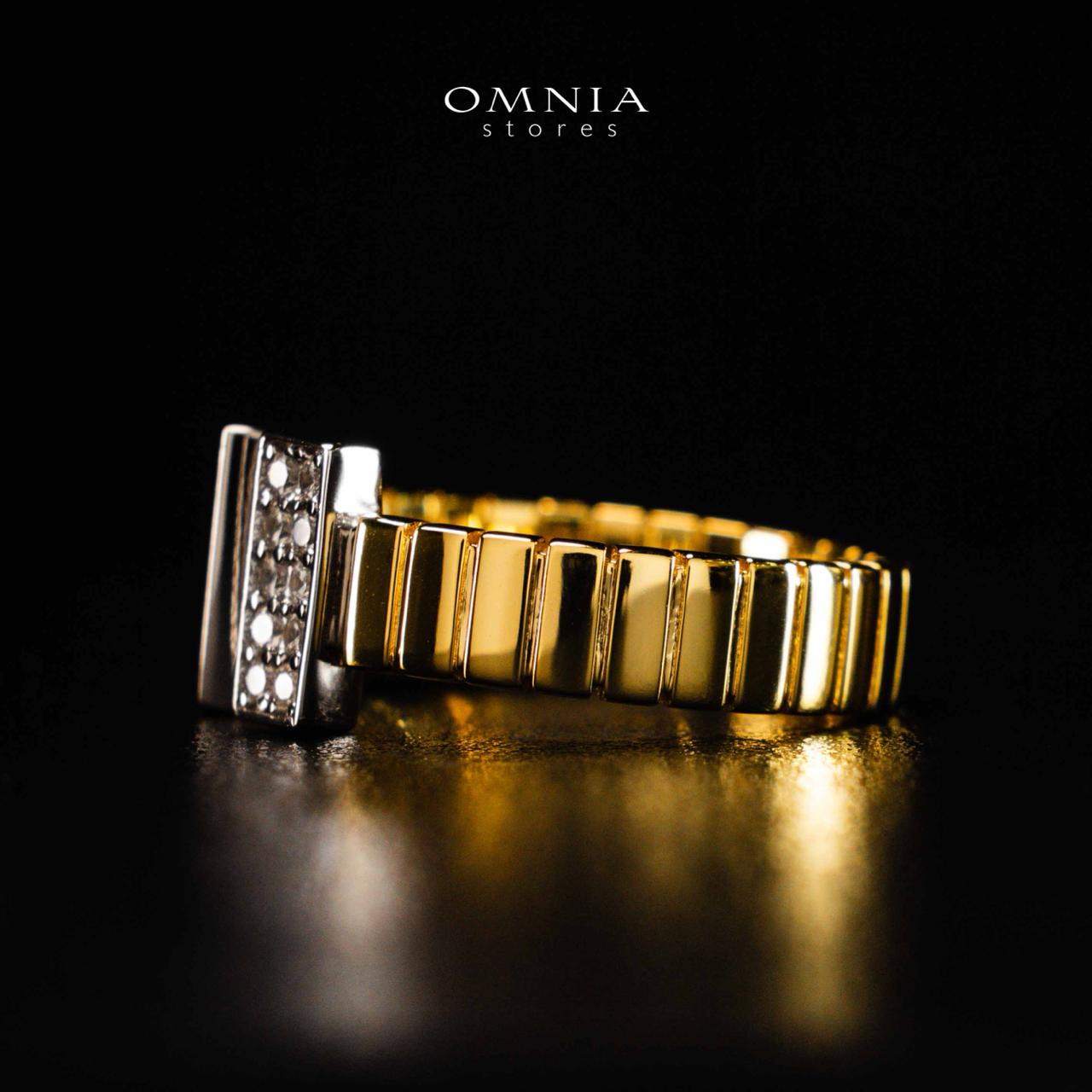 Omnia Abeerah Golden Silver Ring In 925 Silver High Quality Certified Lab Crafted Stones