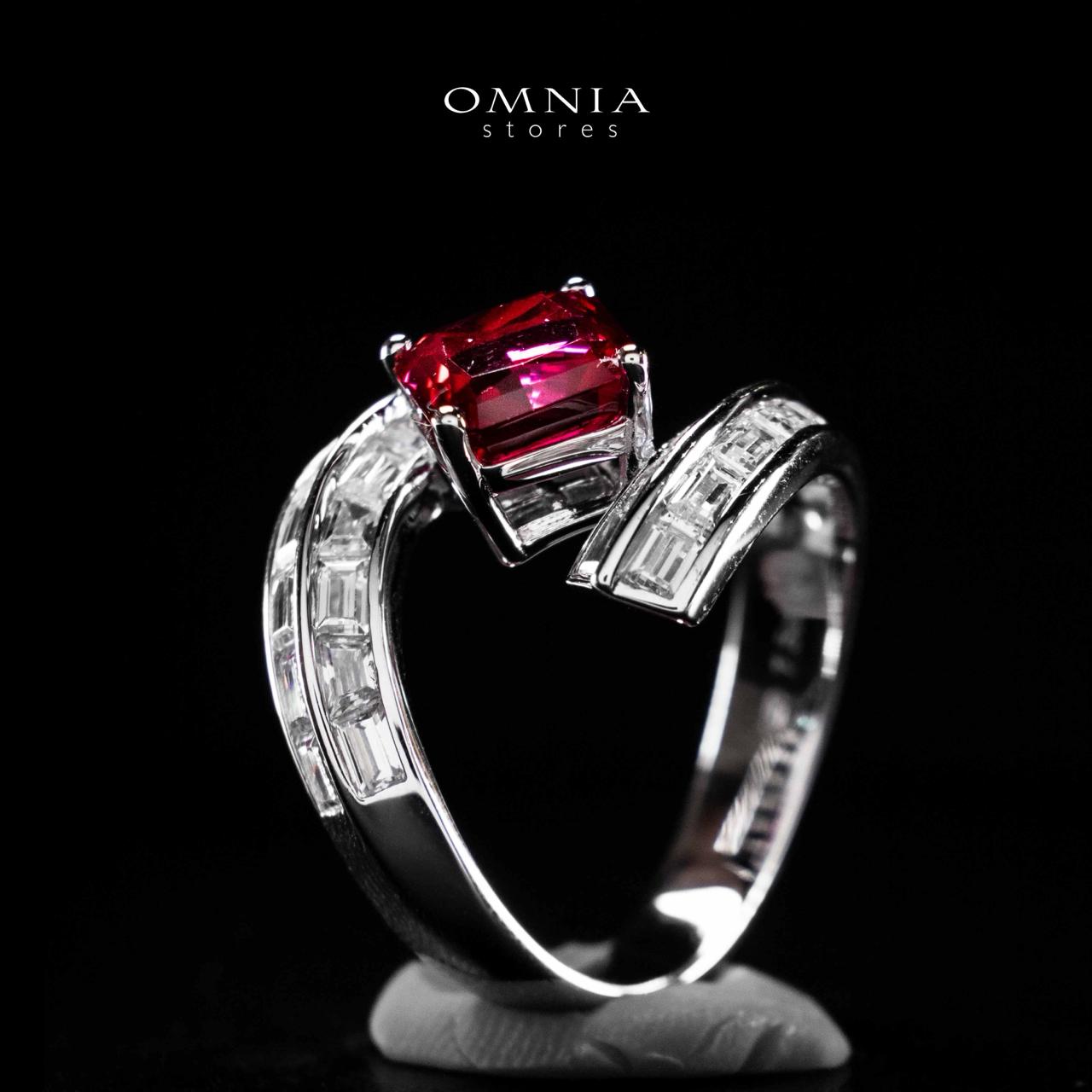 Omnia Tazeen White Red Ring In 925 Silver High Quality Certified Lab Crafted Stones - OMNIASTORES UAE