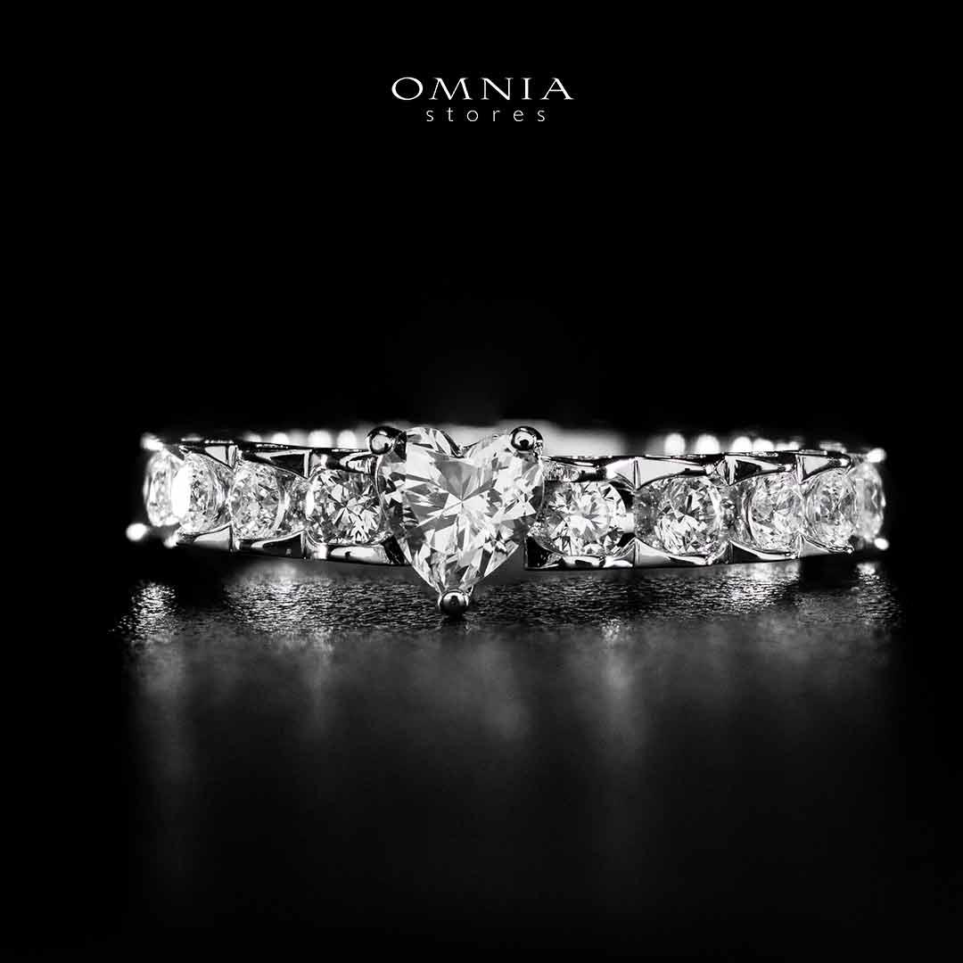 Omnia Ayshan White Heart Shape Ring In 925 Silver High Quality Certified Lab Crafted Stones - OMNIASTORES UAE