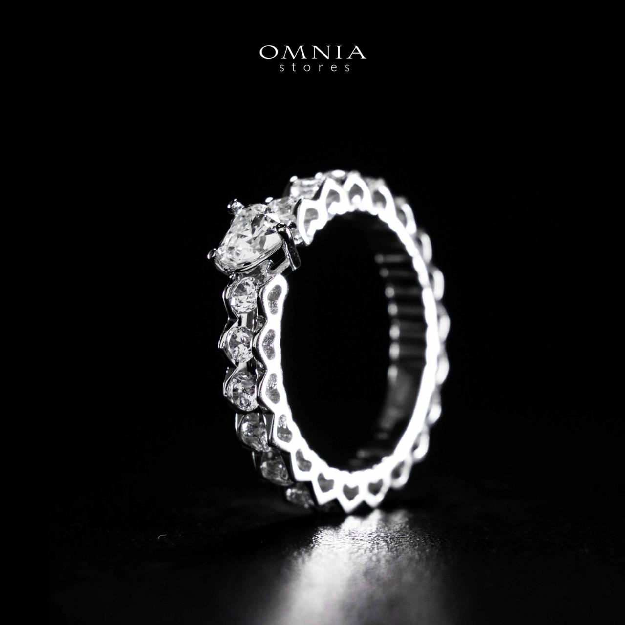 Omnia Ayshan White Heart Shape Ring In 925 Silver High Quality Certified Lab Crafted Stones