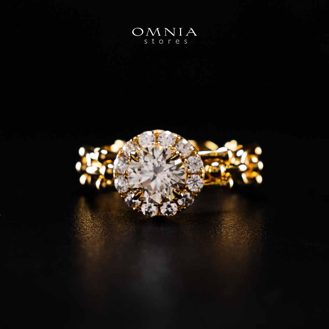 Omnia Shifaa Gold Ring In 925 Silver High Quality Certified Lab Crafted Round Cut Stones 1.25Ct