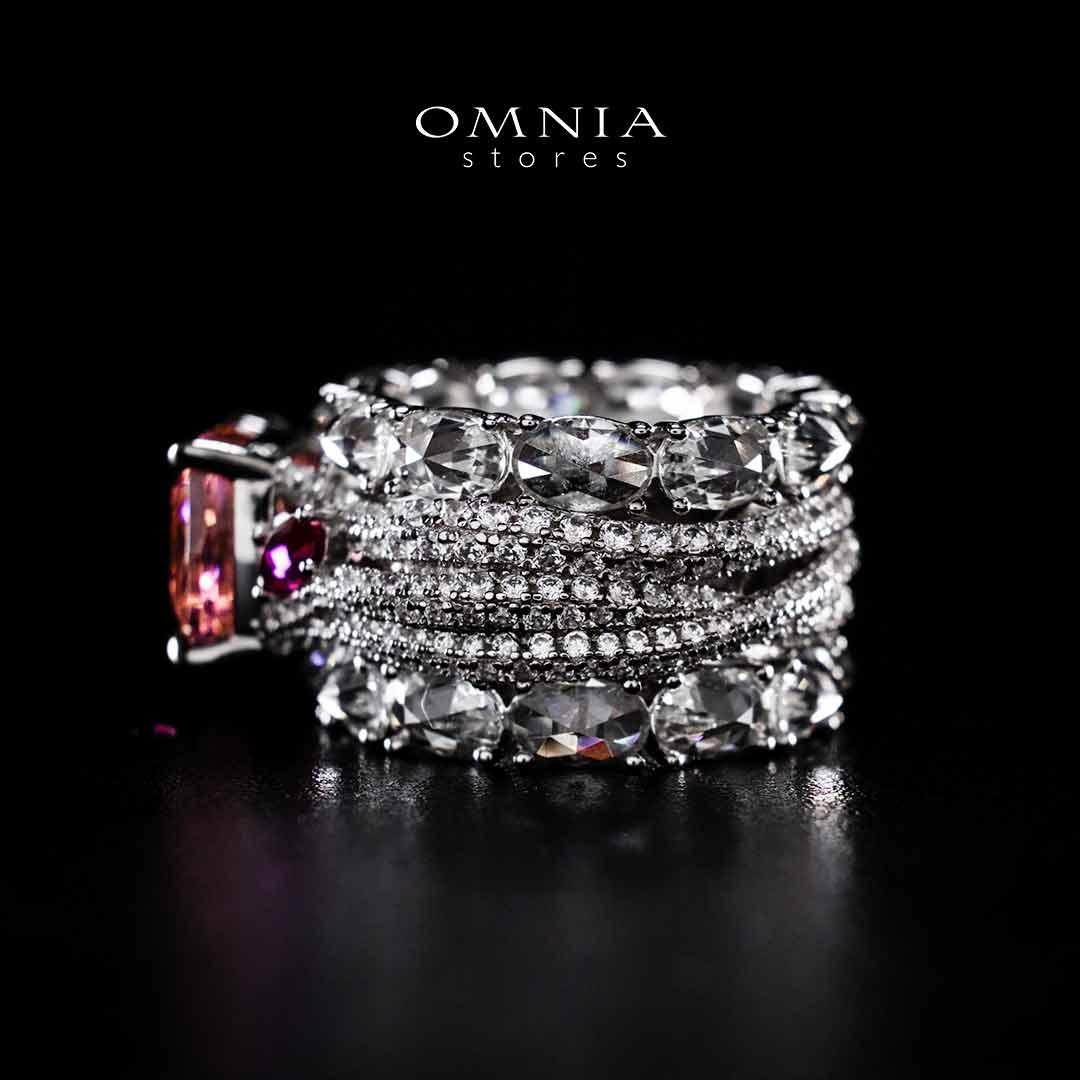 Omnia Zareefa White Ring In 925 Silver High Quality Certified Lab Crafted Stones