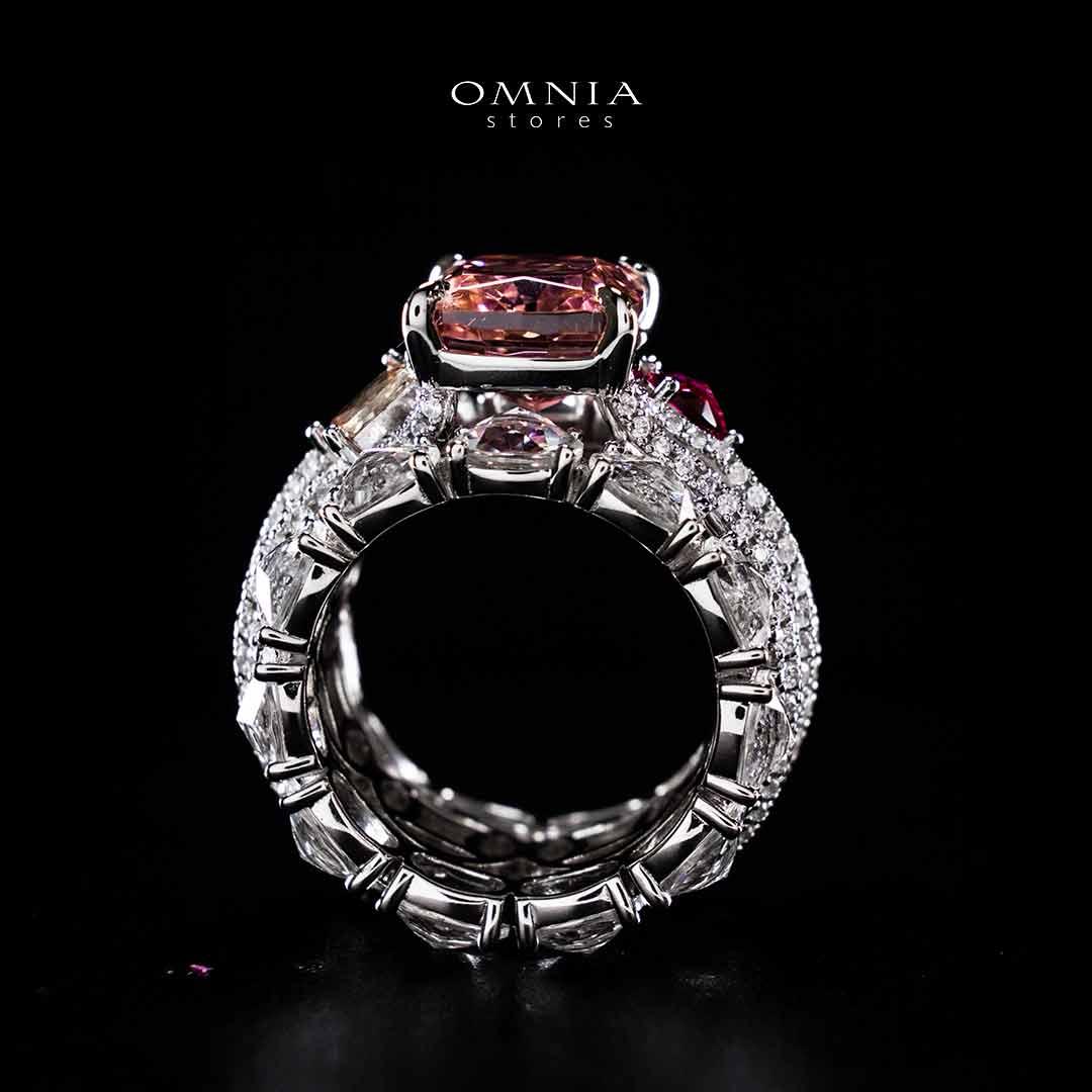 Omnia Zareefa White Ring In 925 Silver High Quality Certified Lab Crafted Stones