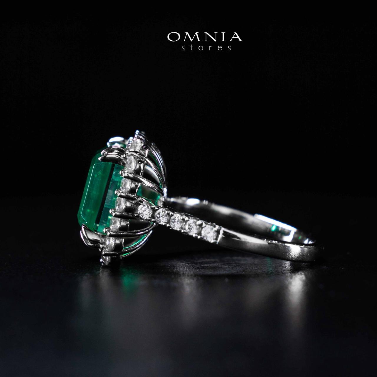 Omnia Rimala White and Green Ring In 925 Silver High Quality Certified Lab Crafted Stones