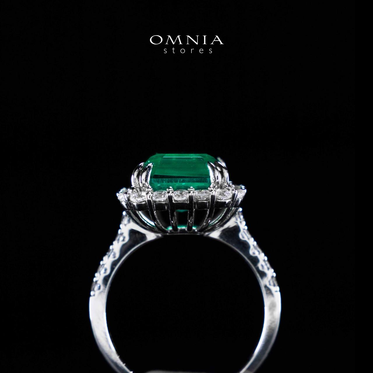 Omnia Rimala White and Green Ring In 925 Silver High Quality Certified Lab Crafted Stones
