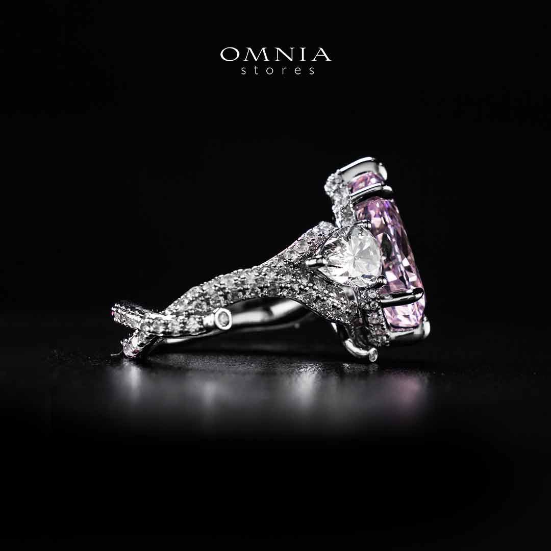 Omnia Fayruz Pink and White Silver Ring In 925 Silver High Quality Certified Lab Crafted Stones