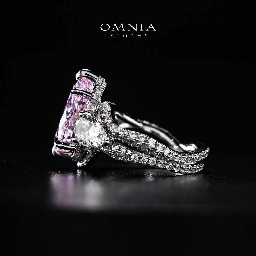 Omnia Fayruz Pink and White Silver Ring In 925 Silver High Quality Certified Lab Crafted Stones