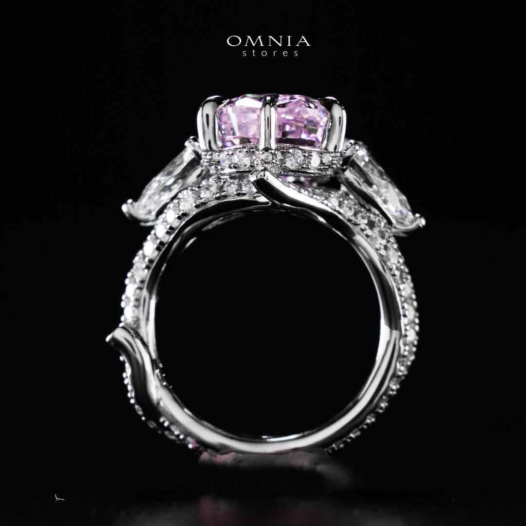 Omnia Fayruz Pink and White Silver Ring In 925 Silver High Quality Certified Lab Crafted Stones