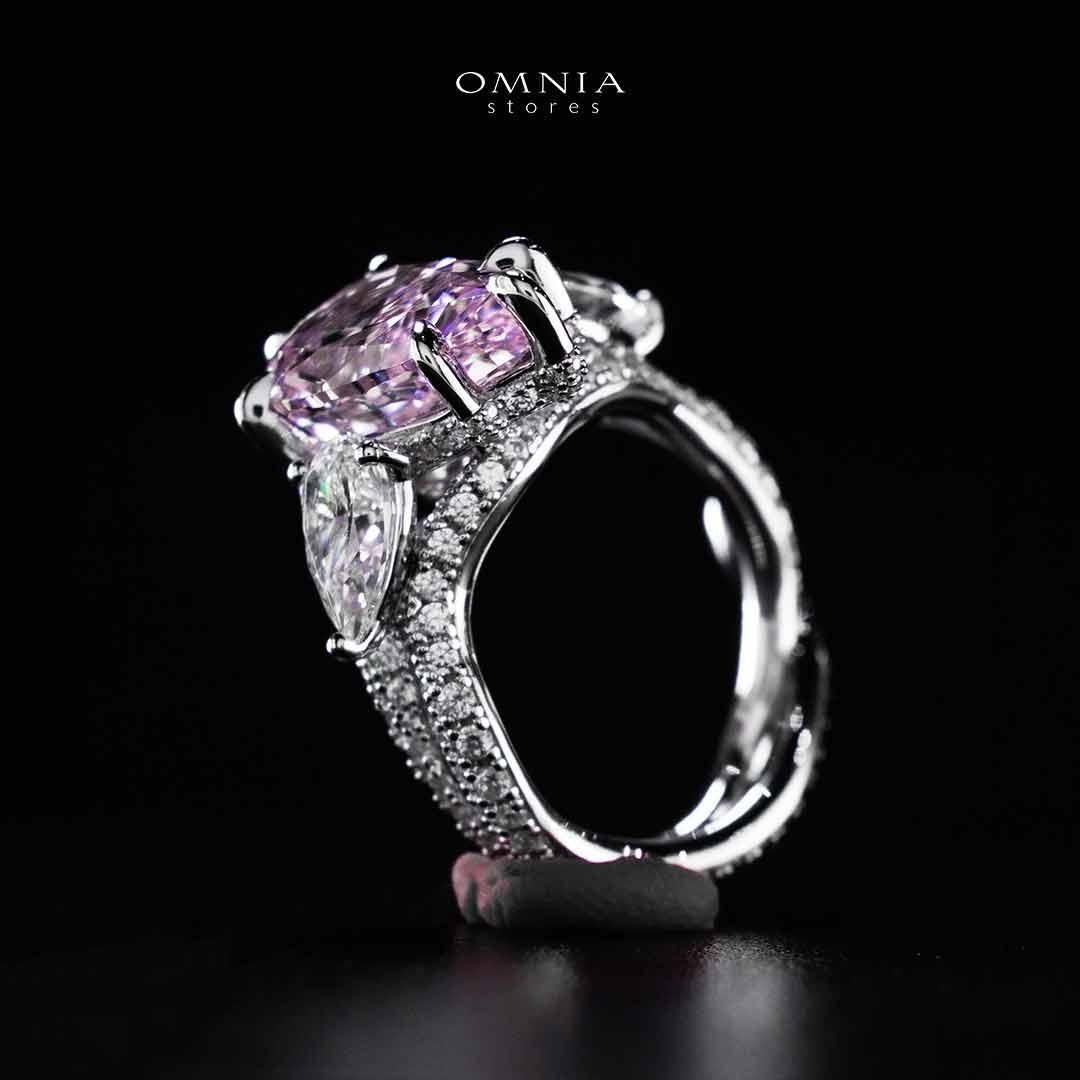 Omnia Fayruz Pink and White Silver Ring In 925 Silver High Quality Certified Lab Crafted Stones