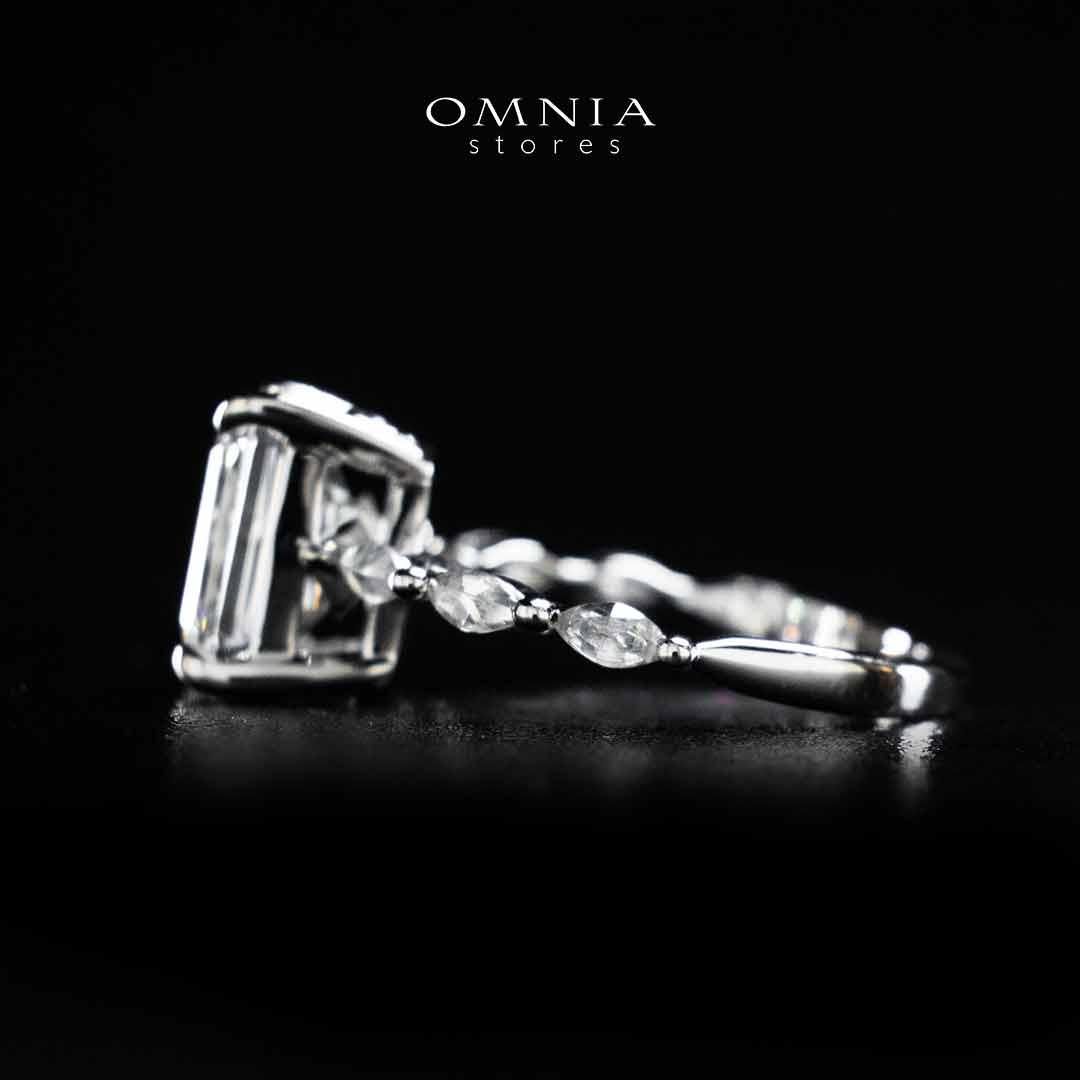 Omnia Azka White Silver Ring In 925 Silver High Quality Certified Lab Crafted Stones