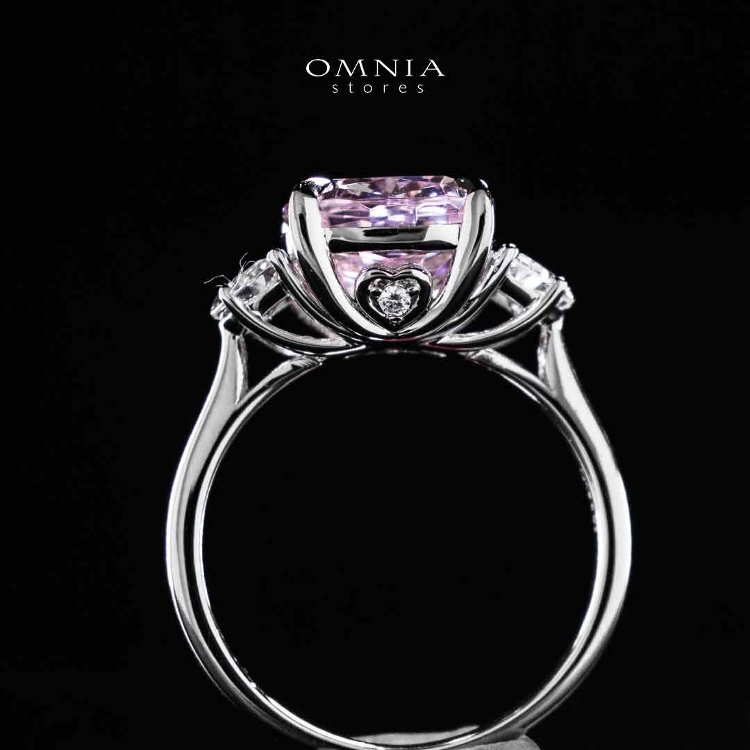 Omnia Safina Pink and White Silver Ring In 925 Silver High Quality Certified Lab Crafted Stones