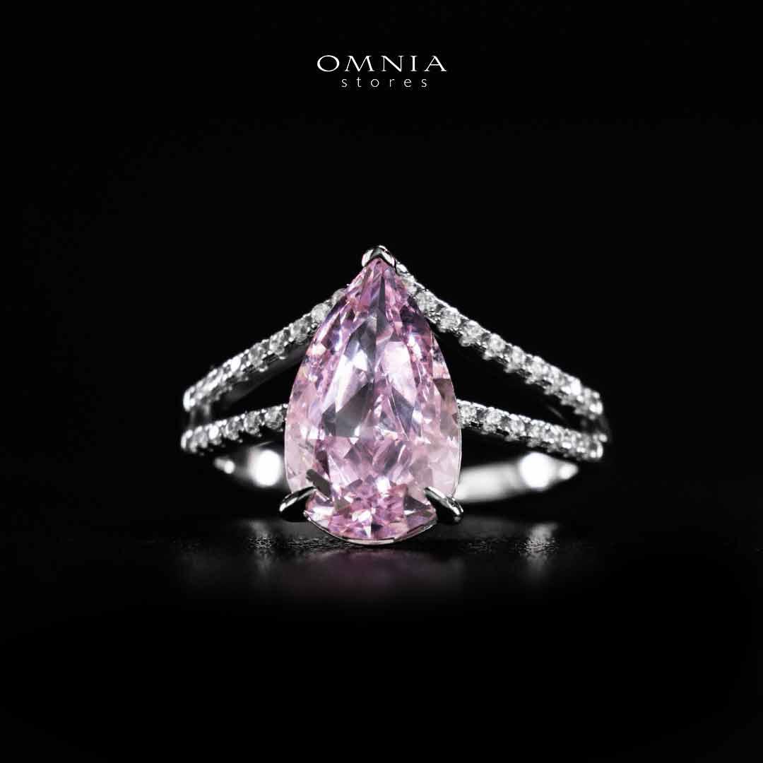 Omnia Zahina Pink and White Silver Ring In 925 Silver High Quality Certified Lab Crafted Stones