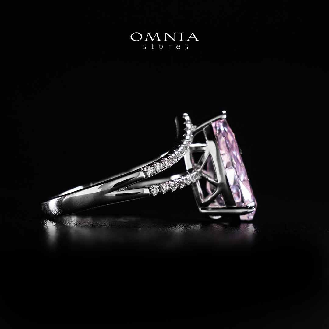 Omnia Zahina Pink and White Silver Ring In 925 Silver High Quality Certified Lab Crafted Stones