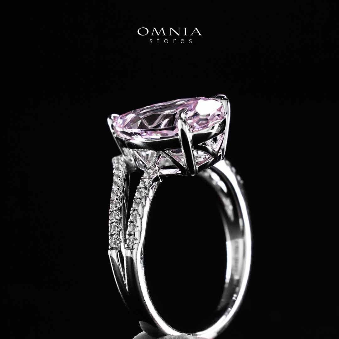 Omnia Zahina Pink and White Silver Ring In 925 Silver High Quality Certified Lab Crafted Stones