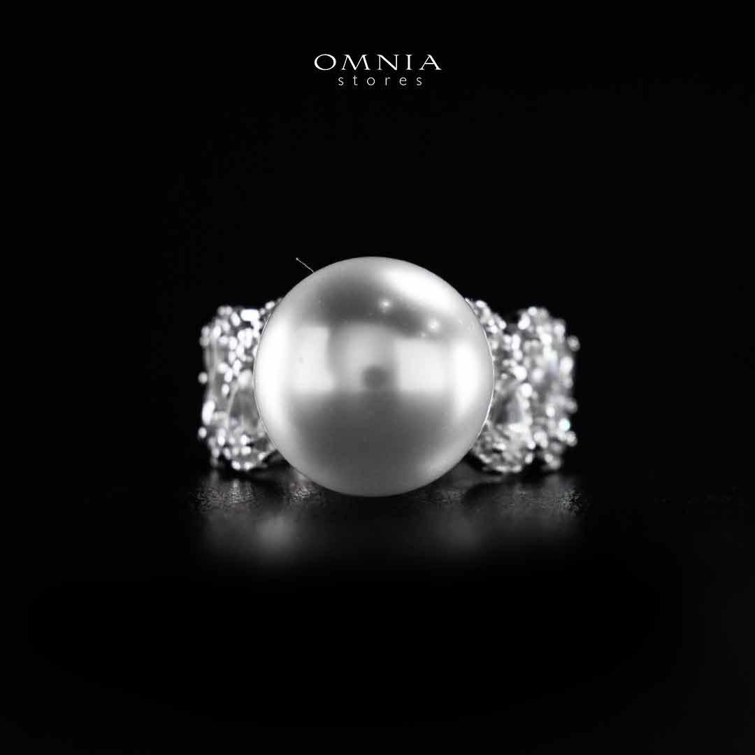 Omnia Salima Pearl White Silver Ring In 925 Silver High Quality Lab Crafted Stones