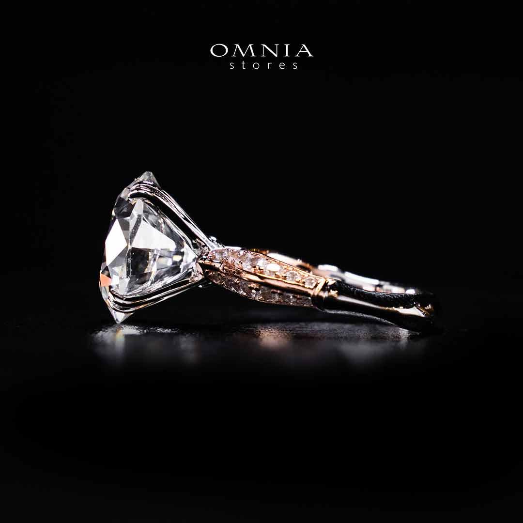 Omnia Muzna Rose Gold Silver Ring In 925 Silver High Quality Certified Lab Crafted Stones
