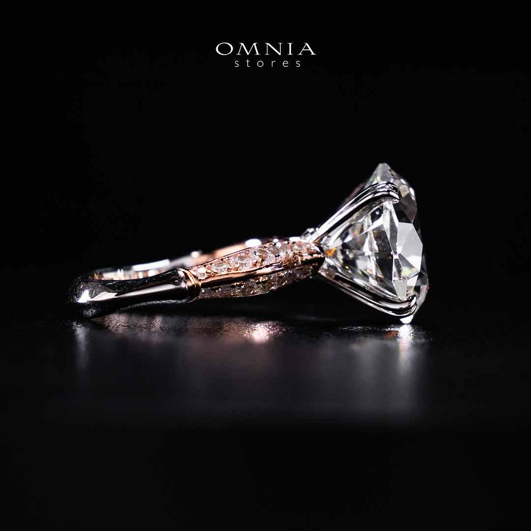 Omnia Muzna Rose Gold Silver Ring In 925 Silver High Quality Certified Lab Crafted Stones