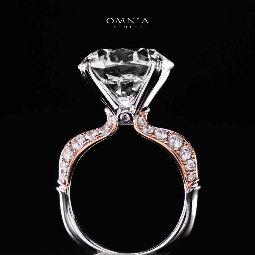 Omnia Muzna Rose Gold Silver Ring In 925 Silver High Quality Certified Lab Crafted Stones