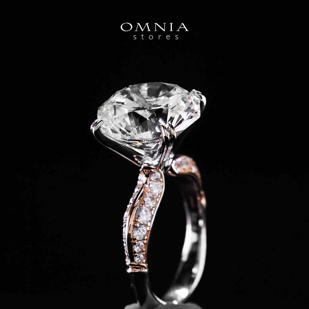 Omnia Muzna Rose Gold Silver Ring In 925 Silver High Quality Certified Lab Crafted Stones
