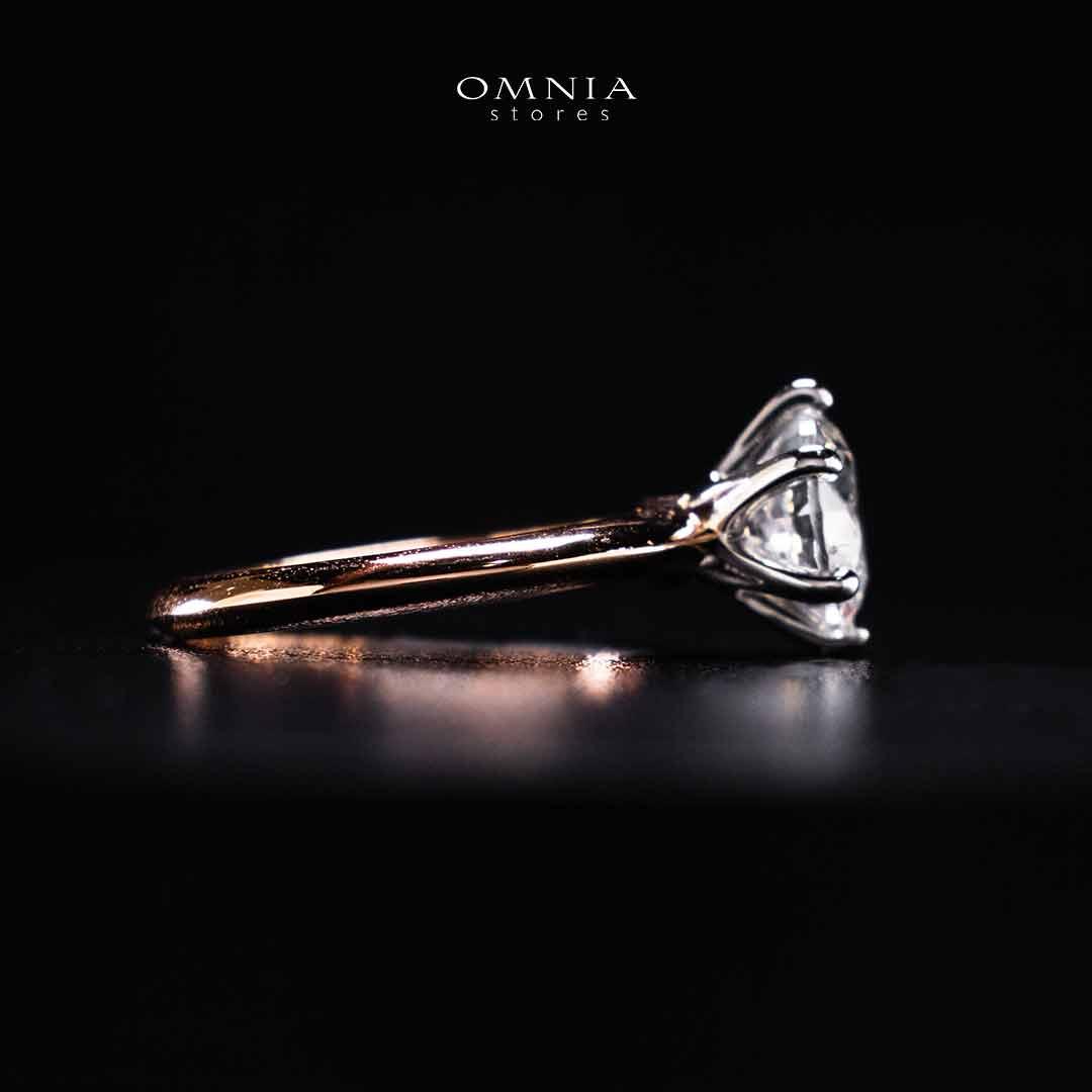 Omnia Azmina Rose Gold Ring In 925 Silver High Quality Certified Lab Crafted Stones