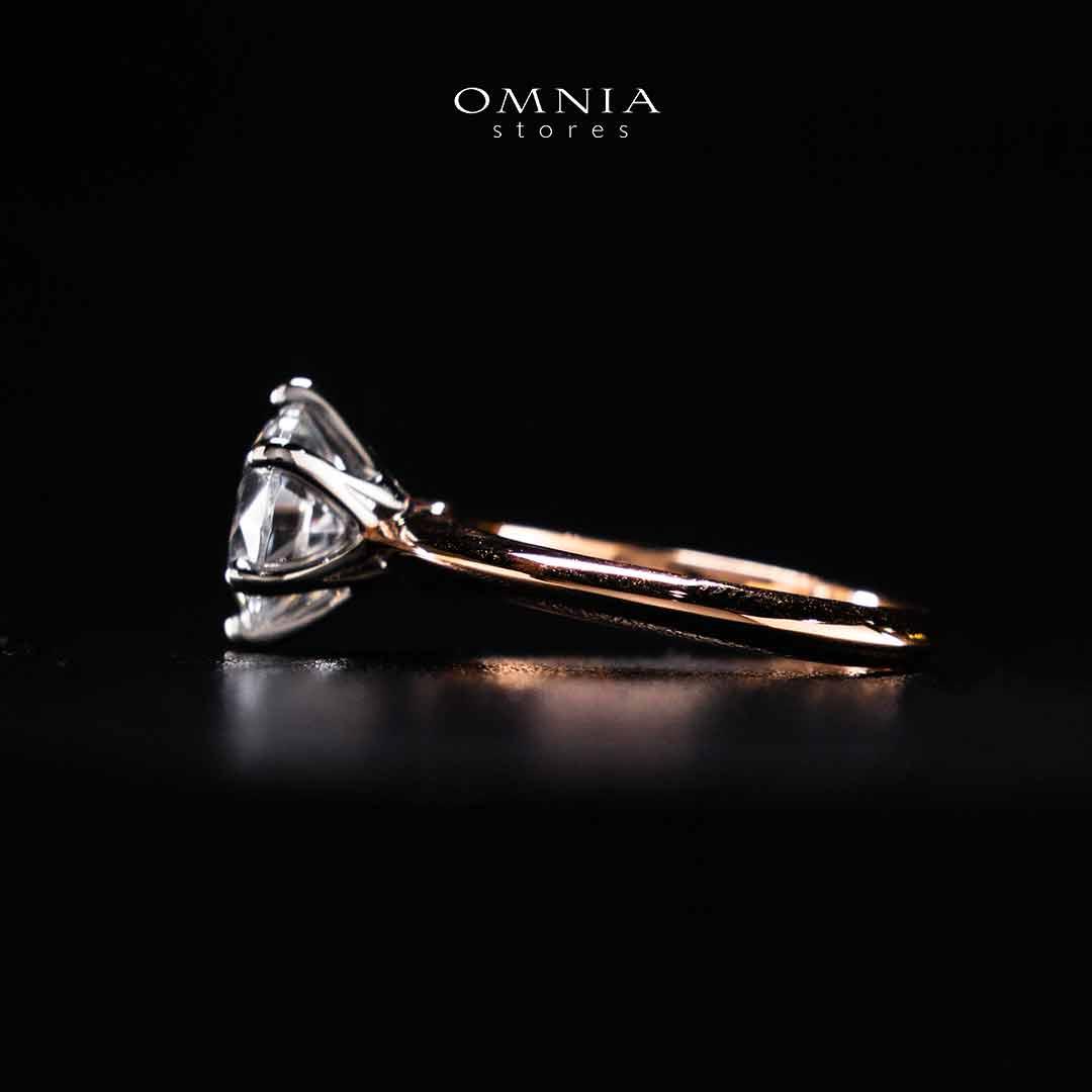 Omnia Azmina Rose Gold Ring In 925 Silver High Quality Certified Lab Crafted Stones